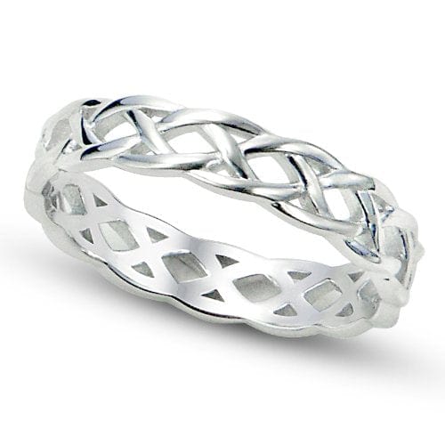Sz 4 Sterling Silver 925 Celtic Knot Eternity Band Ring