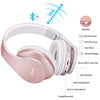 Bluetooth Headphones Over-Ear, Zihnic Foldable Wireless and Wired Stereo Headset Micro SD/TF, FM for Cell Phone,PC,Soft Earmuffs &Light Weight for Prolonged Waring(Rose Gold)