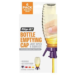 Flip-it! Bottle Emptying Kit - Deluxe - Flip Bottle Upside Down To Get Every Last Drop Out of Honey, Ketchup, Condiments and Beauty Products With Flip-It! | 6 pack - BPA Free - Dishwasher Safe