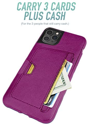 Smartish iPhone 11 Pro Max Wallet Case - Wallet Slayer Vol. 2 [Slim Protective Kickstand] Credit Card Holder (Silk) - Purple Reign