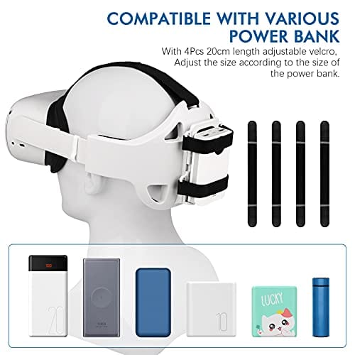 Oculus Quest 2 Elite Strap, Head Strap for Oculus Quest 2 Accessories Replacement with Battery Holder Bracket, Reduce Head Pressure, Compatibly Multiple Sizes Battery