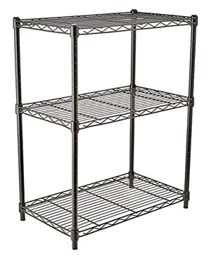 Amazon Basics 3-Shelf Adjustable, Heavy Duty Storage Shelving Unit (250 lbs loading capacity per shelf), Steel Organizer Wire Rack, Black (23.3L x 13.4W x 30H)