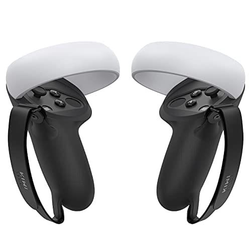 KIWI design Silicone Grip Cover for Oculus Quest 2 Accessories, Protector with Knuckle Straps (Black, 1 Pair)