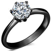 1.0 Carat Classical Stainless Steel Solitaire Engagement Ring (Black, 3)