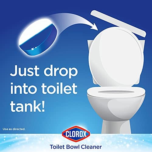 Clorox Ultra Clean Toilet Tablets Bleach & Blue, Rain Clean Scent 2.47 Ounces Each, 4 Count (Package May Vary)