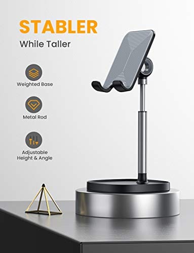 Cell Phone Stand, Angle Height Adjustable LISEN Phone Stand for Desk, Thick Case Friendly Phone Holder Stand for Desk, Compatible with All Mobile Phones,iPhone,Switch,iPad,Tablet(4-10in)