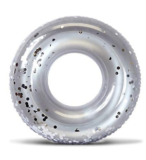 CoTa Global Inflatable Pool Float Tube Confetti 36 Inches Premium Swim Ring Heavy Duty Vinyl Flotation Pool Floats Toy for The Beach, Party, Vacation, UV Resistant - Pool Party (Silver)