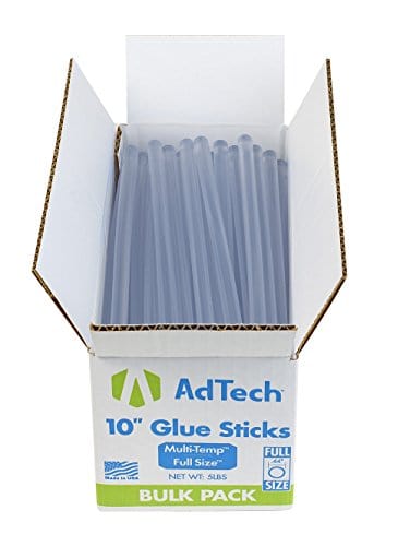 AdTech 10 inch Hot Sticks Full-Size Multi-Temp 5-lb BOX All-Purpose Glue Sticks-7/16 X10 5lb, 5 POUND, Clear, 5 Lbs