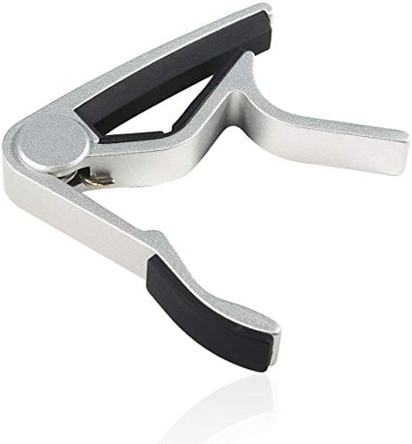 WINGO Quick-Change capo for 6 String Steel Acoustic and Electric Guitars with 5 Picks for Free,Silver
