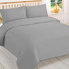 Brentfords Plain Dye Duvet Cover Quilt Bedding Set with Pillow Sham, Grey Silver - Queen