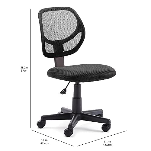 Amazon Basics Low-Back, Upholstered Mesh, Adjustable, Swivel Computer Office Desk Chair, Black