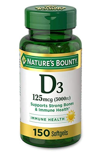 Vitamin D by Nature’s Bounty for immune support. Vitamin D provides immune support and promotes healthy bones. 5000IU, 150 Softgels