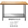 VEVOR Maple Top Work Table, 36 x 24 Inches Stainless Steel Kitchen Prep Table Wood, 1.5 Inch Thick Kitchen Maple Table with Lower Shelf and Feet, Stainless Steel Table for Home and Kitchen