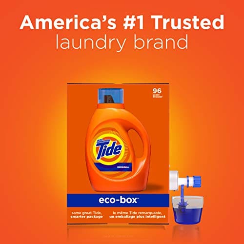 Tide Liquid Laundry Detergent Soap Eco-Box, Ultra Concentrated High Efficiency (HE), Original Scent, 96 Loads