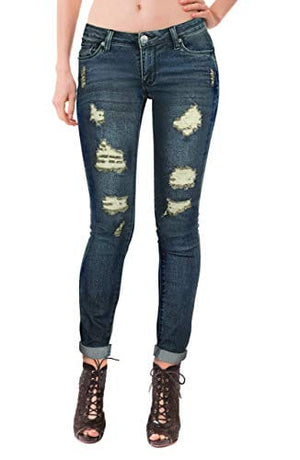 Women's Super Comfy Stretch Skinny Jeans P37359SK Tinted BLU 11