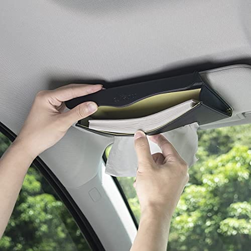 Car Tissue Holder, Sun Visor Napkin Holder, Car Visor Tissue Holder, PU Leather backseat tissue case holder for car,Vehicle(black)