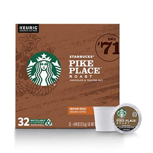 Starbucks Medium Roast K-Cup Coffee Pods — Pike Place Roast for Keurig Brewers — 1 box (32 pods)