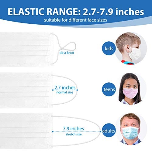 Wudida White Disposable Face Masks 50pcs, 3 Ply White Face Masks Breathable for Adults