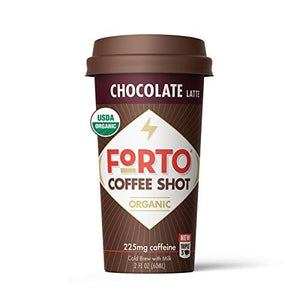 FORTO Coffee Shots - Chocolate Latte, Ready-to-Drink on the go, High Energy Cold Brew Coffee - Fast Coffee Energy Boost, 2 Fl Oz, Pack of 6