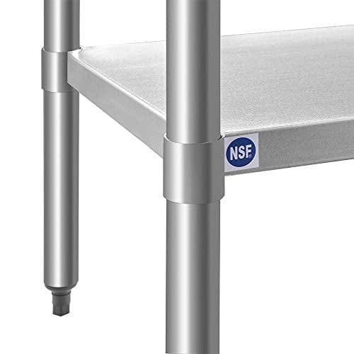 ROCKPOINT Stainless Steel Table for Prep & Work with Backsplash 48x24 Inches, NSF Metal Commercial Kitchen Table with Adjustable Under Shelf and Table Foot for Restaurant, Home and Hotel