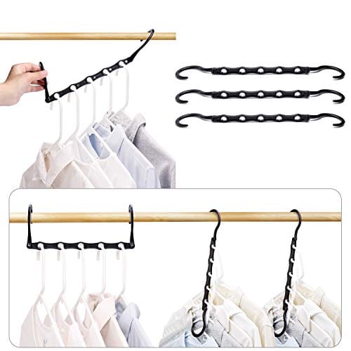 HOUSE DAY Black Magic Hangers Space Saving Clothes Hangers Organizer Smart Closet Space Saver Pack of 10 with Sturdy Plastic for Heavy Clothes