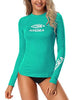 AXESEA Women Rash Guard Long Sleeve Active Top UPF 50+ Rashguard Swim Shirt Surf Swimwear, Lagoon, X-Large