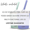 Cupkin Stackable Stainless Steel Cups for Toddlers (EASY to Clean) - Set of 2 Powder Coated Vacuum Insulated Kids Tumblers, 2 BPA Free Lids & 2 Reusable Silicone Straws (Aqua + Perriwinkle, 8.5 OZ)