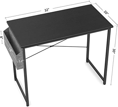 Computer Desk 32 inch Home Office Writing Study Desk, Modern Simple Style  Laptop Table with Storage Bag, Black