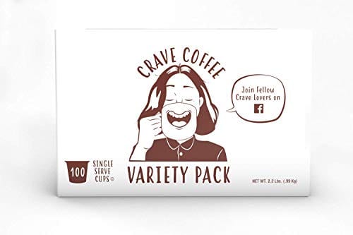 Crave Coffee Flavored Coffee Pods Sampler, Compatible with 2.0 K-Cup Brewers, Assorted Variety Pack, 100 Count