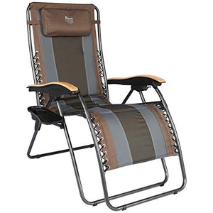 TIMBER RIDGE Oversized Zero Gravity Chair Folding Patio Lounge with Adjustable Headrest Cup Holder for Outdoor Garden Lawn-Support up to 350lbs(Brown)