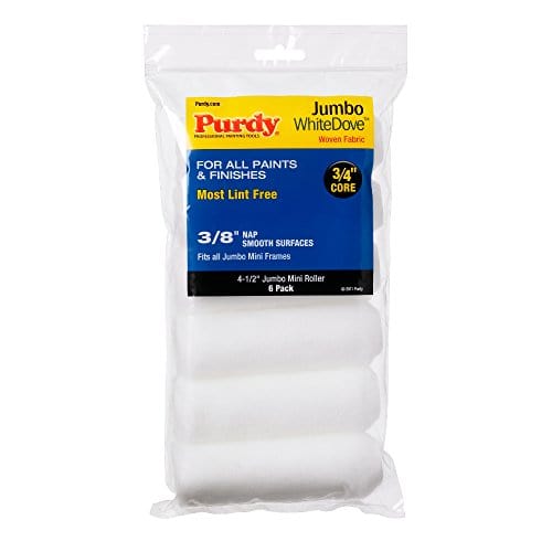 Purdy 140624612 Jumbo Mini White Dove Roller Replacements, 6-Pack, 4-1/2 inch x 3/8 inch nap