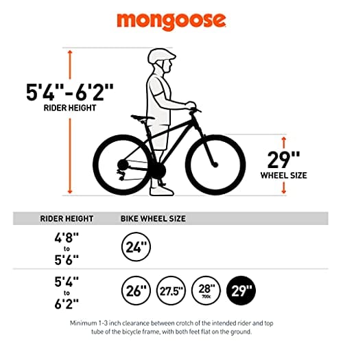 Mongoose Impasse HD Mens Mountain Bike, 29-Inch Wheels, Aluminum Frame, Twist Shifters, 21-Speed Rear Deraileur, Front and Rear Disc Brakes, Charcoal