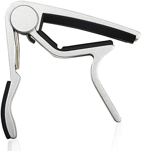 WINGO Quick-Change capo for 6 String Steel Acoustic and Electric Guitars with 5 Picks for Free,Silver