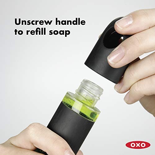 OXO Good Grips Soap Dispensing Dish Brush, 15x10x5cm, Black/Clear/White