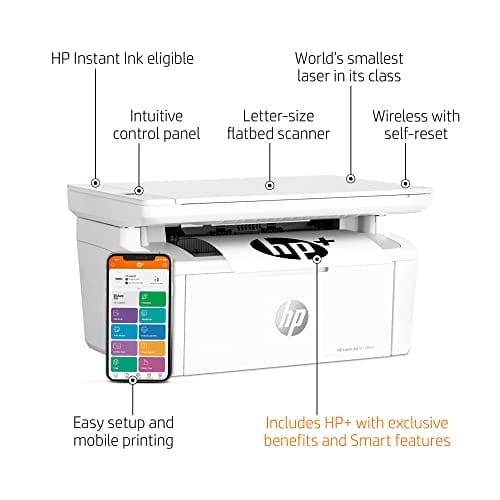 HP Laserjet MFP M140we All-in-One Wireless Black & White Printer with HP+ and Bonus 6 Months Instant Ink (7MD72E)