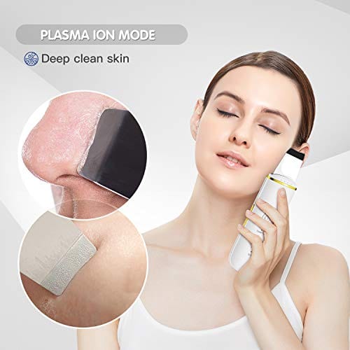GUGUG Skin Scrubber Skin Spatula, Blackhead Remover Pore Cleaner with 4 Modes, Facial Scrubber Spatula, Comedones Extractor for Facial Deep Cleansing- 2 Silicone Covers Included