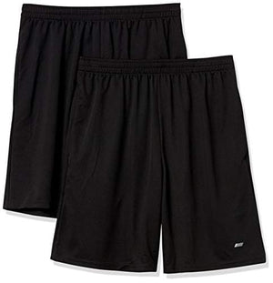 Amazon Essentials Men’s 2-Pack Loose-Fit Performance Shorts, Black/Medium Grey, Small