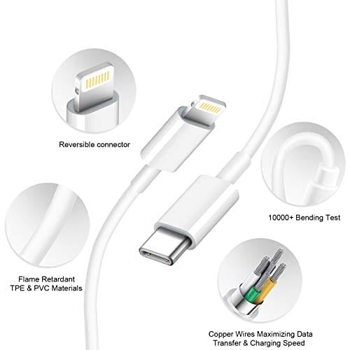 iPhone Fast Charger Cable【Apple MFi Certified】 Lightning Cables 20W PD USB C Wall Charger 2-Pack 6FT Fasting Charging Adapter Compatible with iPhone 12/12 Pro/Max/11/11Pro/XS/Max/XR/X/8/8Plus,iPad