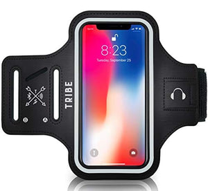 TRIBE Water Resistant Cell Phone Armband Case Running Holder for iPhone Pro Max Plus Mini SE (12/11/X/XS/XR/8/7/6/5) Galaxy S Ultra Plus Lite Edge Note (21/20/10/9/8/7/6/5) Adjustable Strap Pocket Key