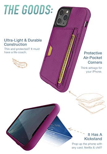 Smartish iPhone 11 Pro Max Wallet Case - Wallet Slayer Vol. 2 [Slim Protective Kickstand] Credit Card Holder (Silk) - Purple Reign