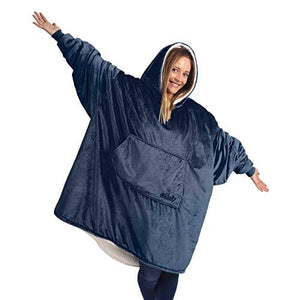 THE COMFY Original | Oversized Microfiber & Sherpa Wearable Blanket, Seen On Shark Tank, One Size Fits All Blue