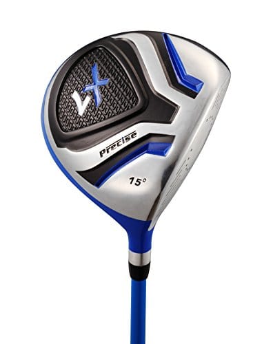 Distinctive Left Handed Junior Golf Club Set for Age 9 to 12 ( Height 4'4" to 5' ), Left Handed Only, Set Includes: Driver (15" ), Hybrid Wood (22, 2 Irons, Putter, Bonus Stand Bag & 2 Headcovers