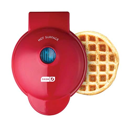 Dash DMW001RD Mini Maker for Individual Waffles, Hash Browns, Keto Chaffles with Easy to Clean, Non-Stick Surfaces, 4 Inch, Red