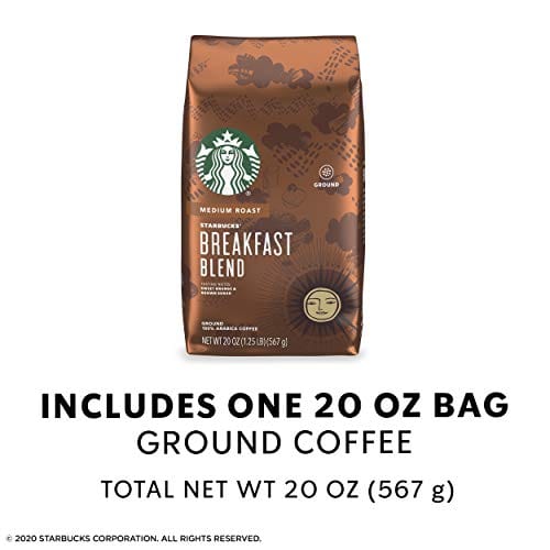 Starbucks Medium Roast Ground Coffee — Breakfast Blend — 100% Arabica — 1 bag (20 oz.)