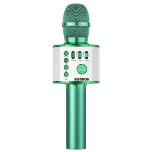 BONAOK Bluetooth Wireless Karaoke Microphone,3-in-1 Portable Handheld Karaoke Mic Speaker Machine Birthday Home Party for PC or All Smartphone Q37 (Green)