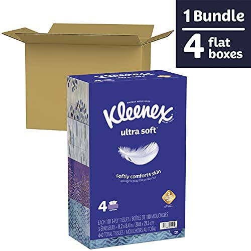 Kleenex Ultra Soft Facial Tissues, 8 Flat Boxes, 120 Tissues per Box (960 Total Tissues)