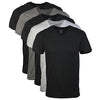 Gildan Men's V-Neck T-Shirts, Multipack, Black/Sport Grey/Charcoal/Military Green (5-Pack), Medium