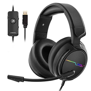 Jeecoo Xiberia USB Pro Gaming Headset for PC- 7.1 Surround Sound Headphones with Noise Cancelling Microphone