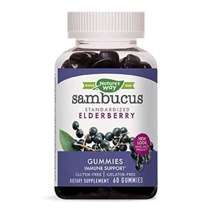 Nature's Way Sambucus Black Elderberry Gummies with Vitamin C and Zinc, 60 Gummies