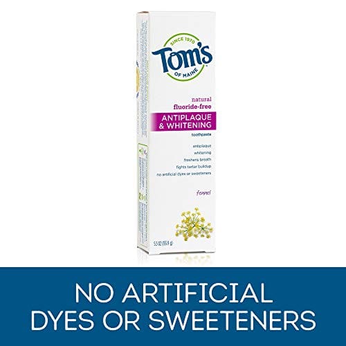 Tom's of Maine Fluoride-Free Antiplaque & Whitening Natural Toothpaste, Fennel, 5.5 oz. 2-Pack